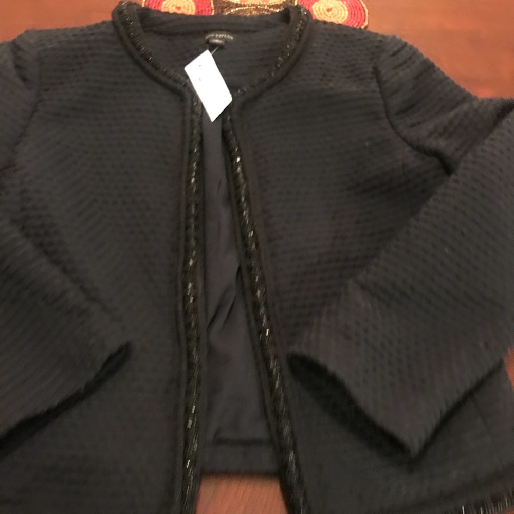 NWT Ann Taylor Navy Jacket with beaded trim